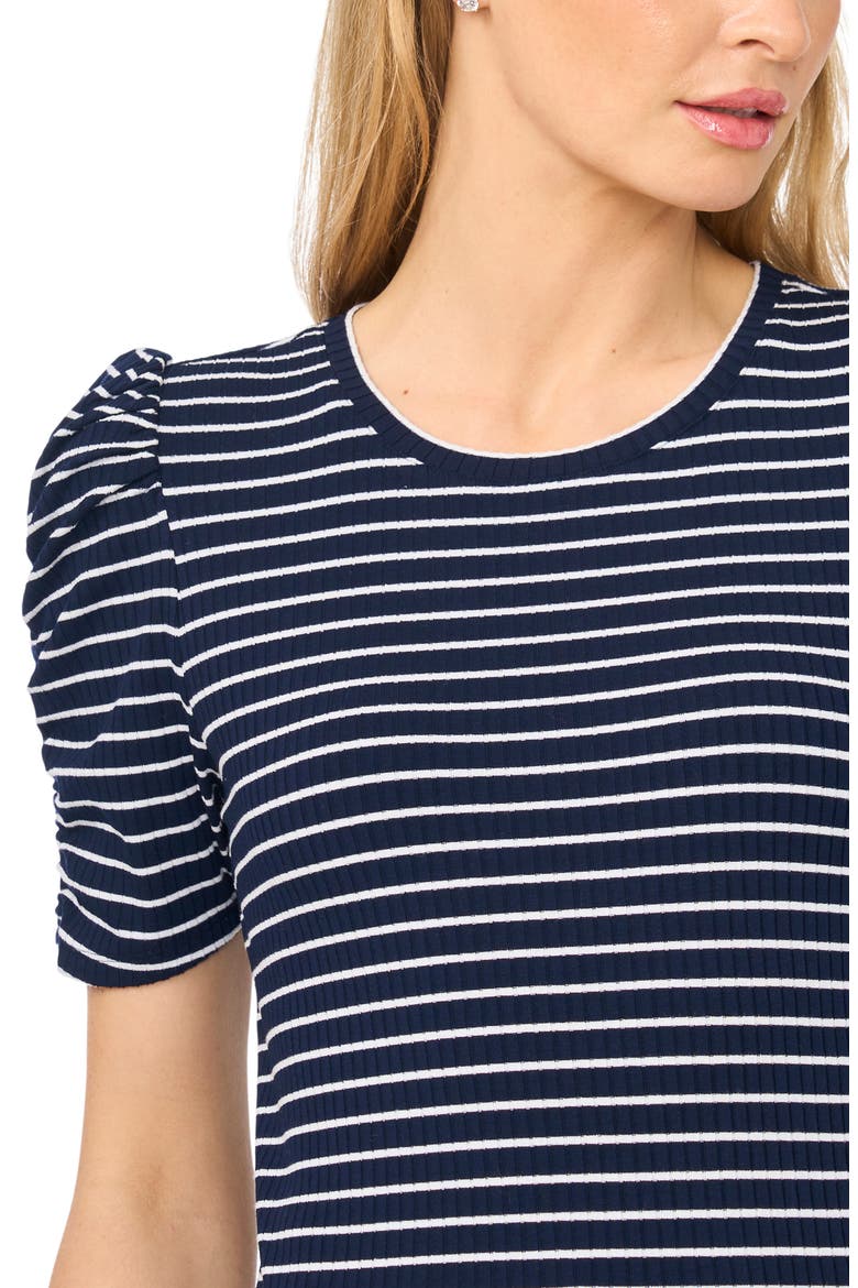 Puff Sleeve Stripe Tee, Alternate, color, CLASSIC NAVY