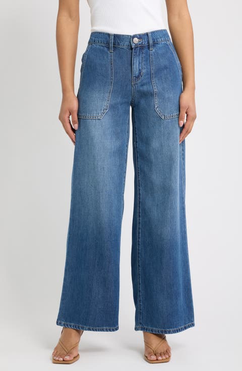 Utility Pocket Wide Leg Jeans