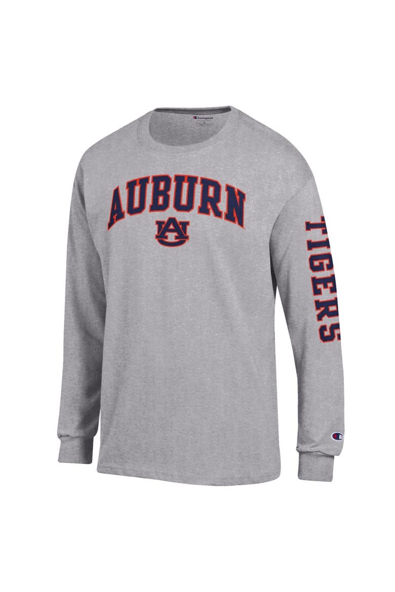 Men's Champion  Heather Gray Auburn Tigers Arch Over Logo 2-Hit Long Sleeve T-Shirt, Alternate, color, Heather Gray