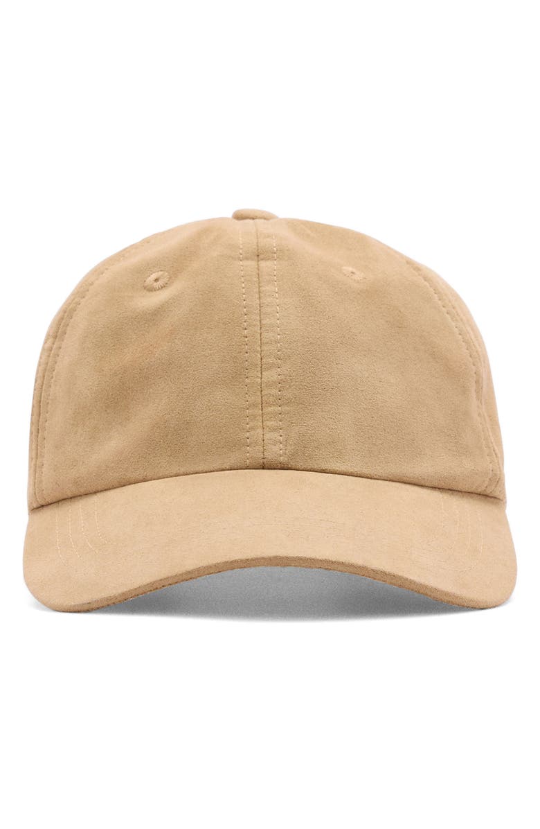 MANGO Faux Suede Baseball Cap, Main, color, 