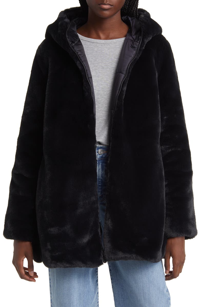 Save The Duck Bridget Reversible Faux Fur Hooded Jacket, Alternate, color, 
