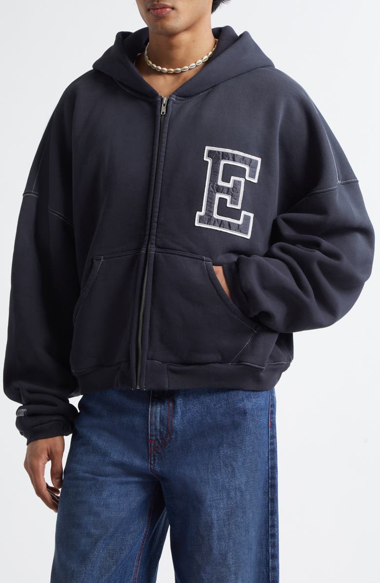 ERL Gender Inclusive Oversize Varsity Zip Hoodie, Alternate, color, 