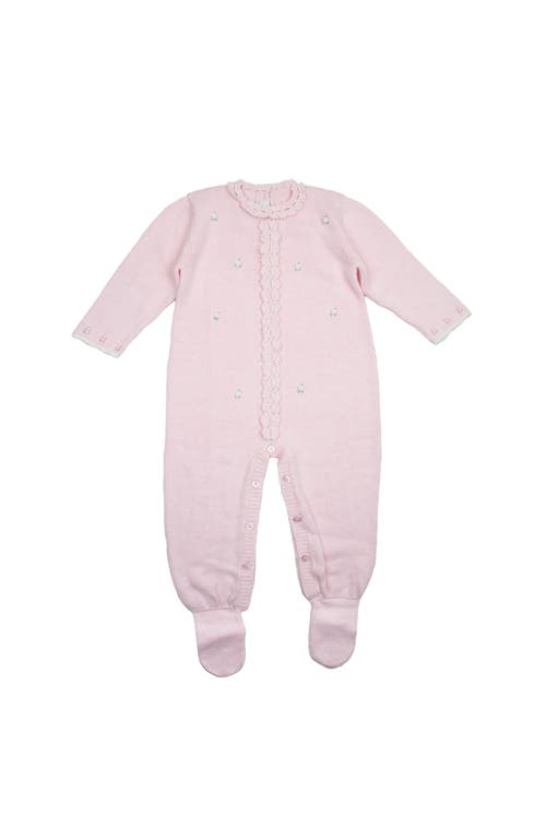 Cuclie Rosette Knit Footie In Pink