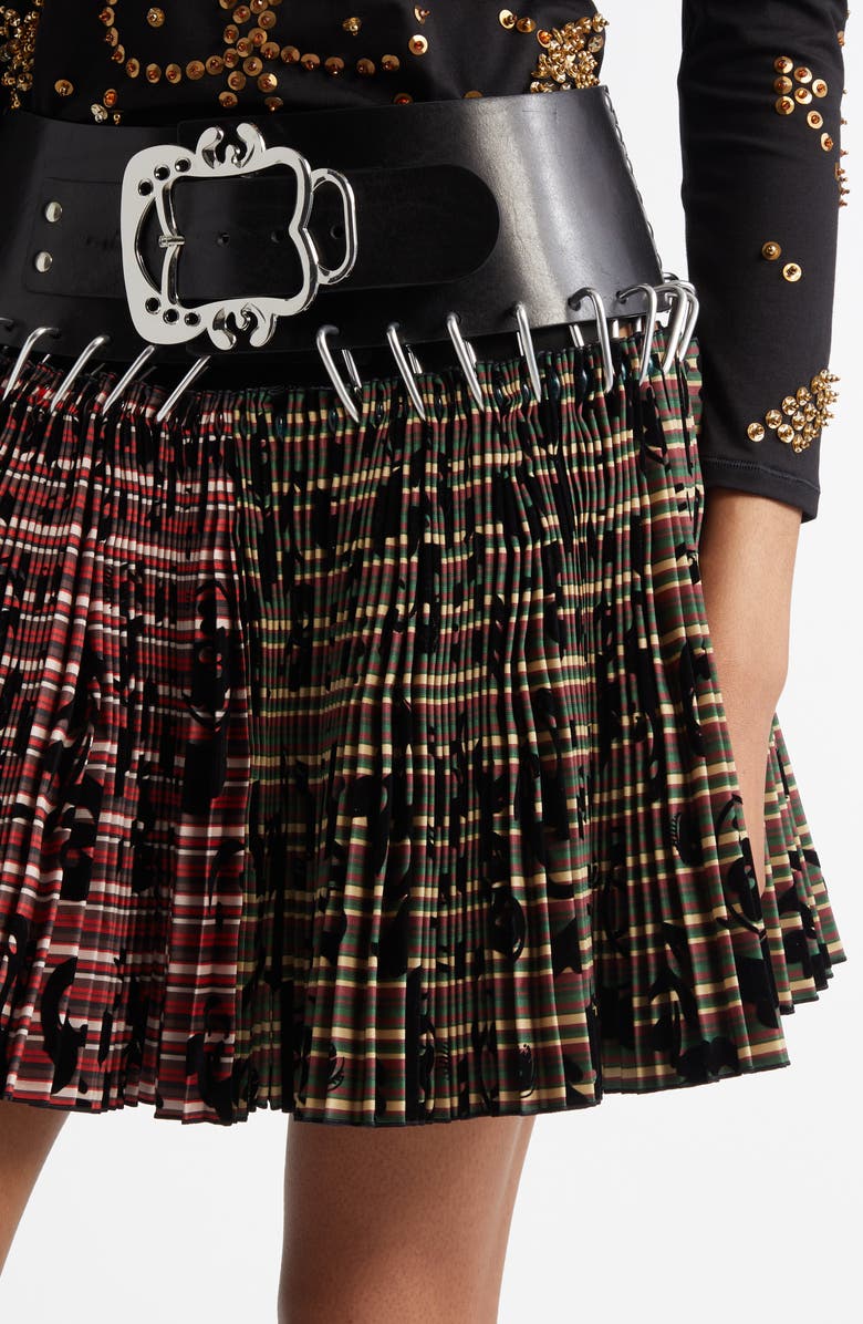 Chopova Lowena Roberta Mixed Plaid Pleated Carabiner Miniskirt, Alternate, color,
