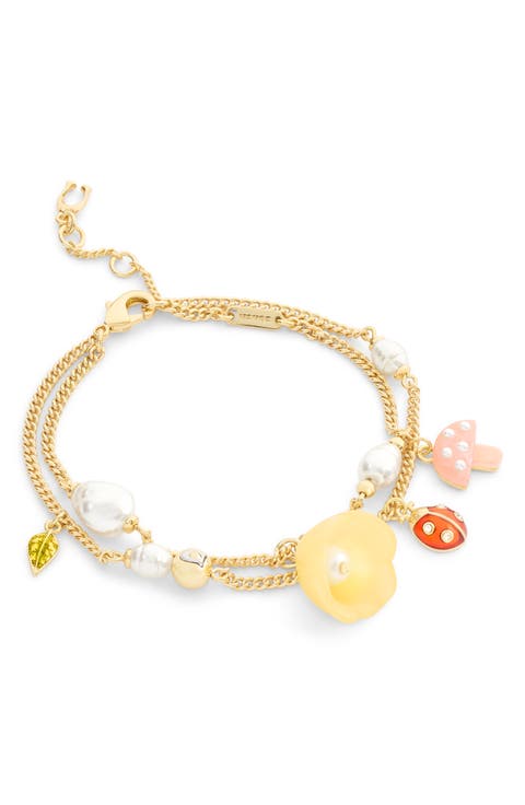 Floral Charm Double Strand Bracelet
