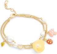 COACH Floral Charm Double Strand Bracelet