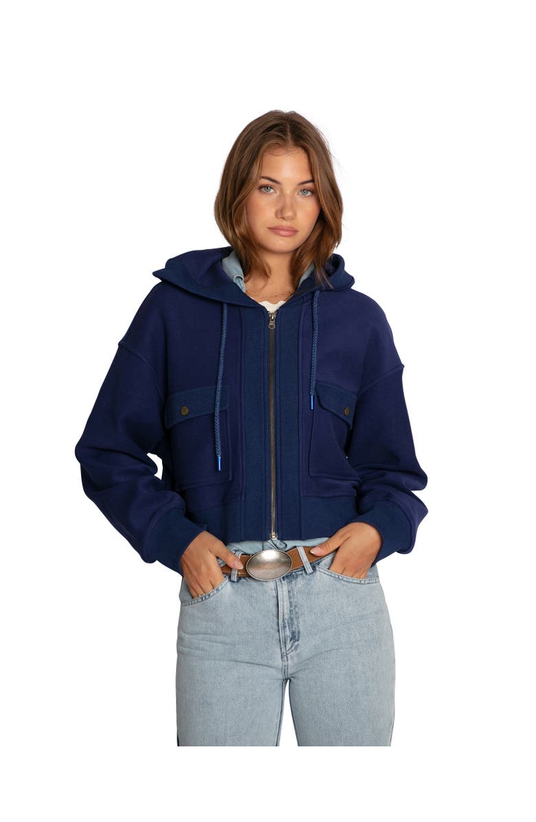 Belle & Bloom Fireside Cropped Utility Zip Jacket, Alternate, color, Navy