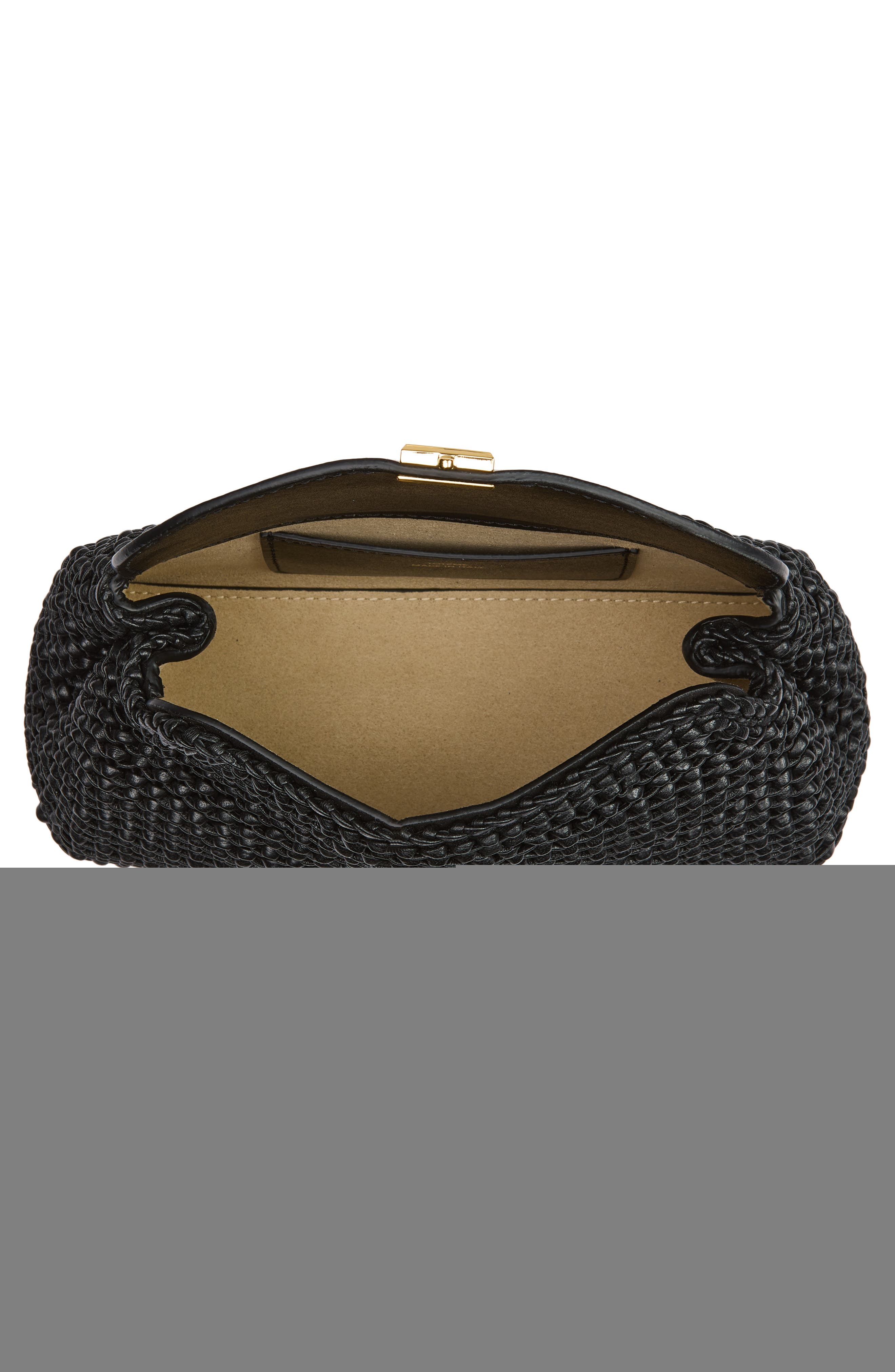 TOTEME Mini T-Lock Knit Leather Clutch, Alternate, color, Black