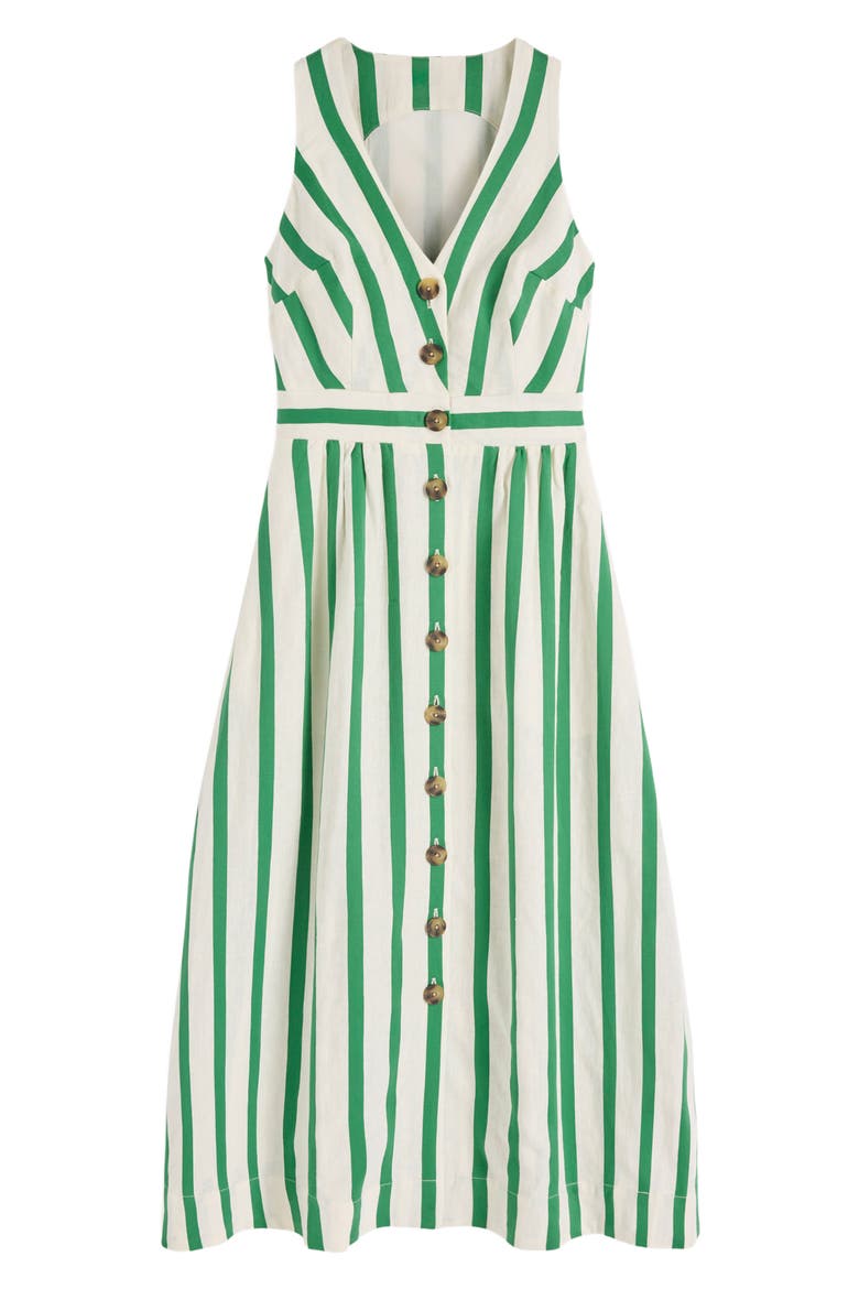 Catherine Stripe Button-Up Midi Dress, Alternate, color, GREEN IVORY STRIPE