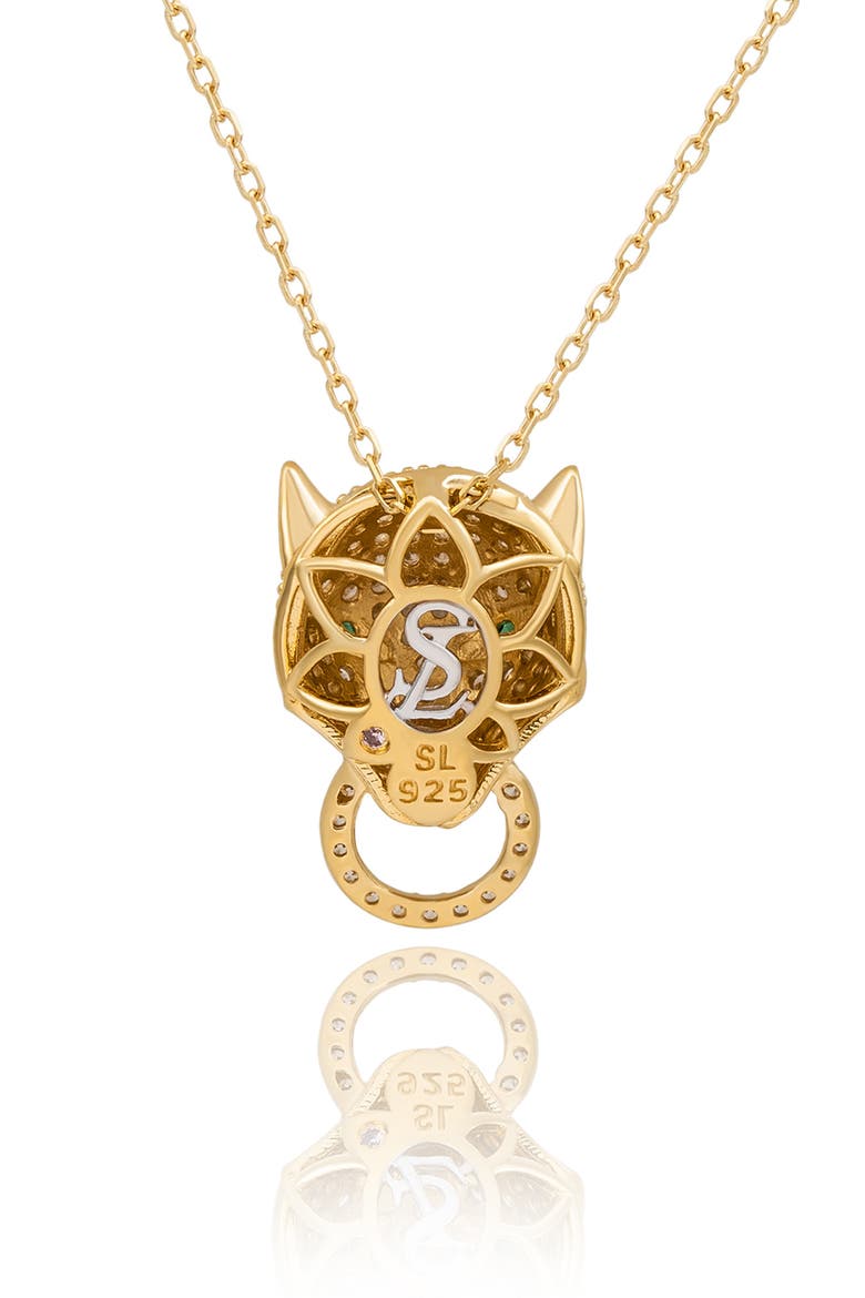 Pavé Cubic Zirconia Panther Ring Pendant Necklace, Alternate, color, GOLD/ CUBIC ZIRCONIA