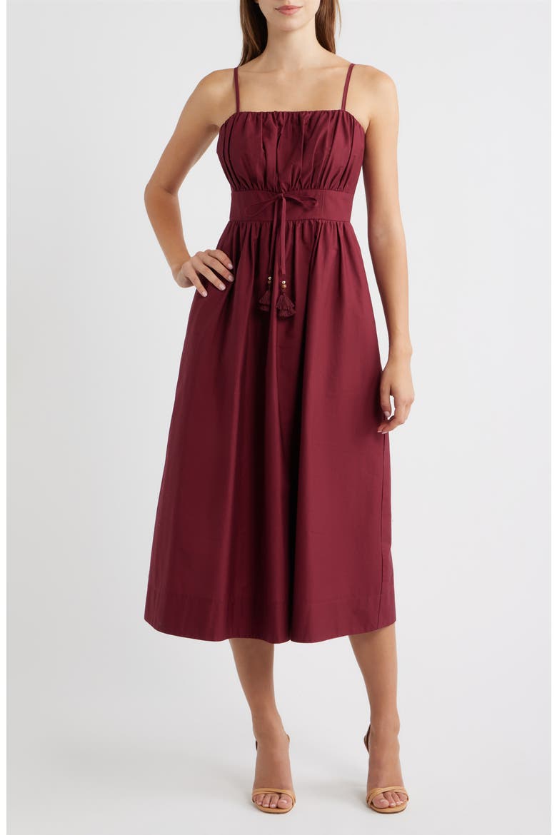 Sleeveless Poplin Midi Dress, Main, color, MULBERRY