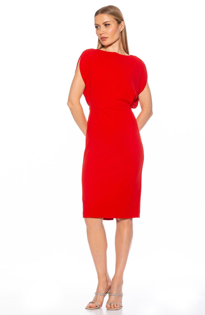 Alexia Admor Gianna Draped Boatneck Dress, Alternate, color, Red