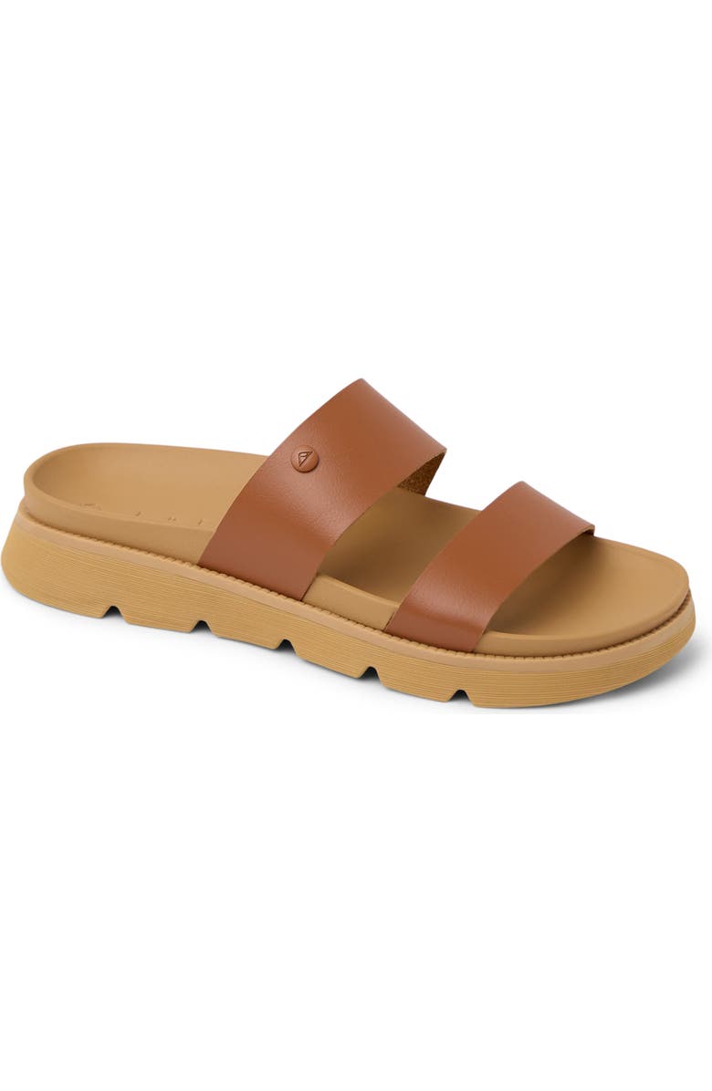 Reef Vista Luxe Thea Platform Slide Sandal, Main, color, Leather Brown