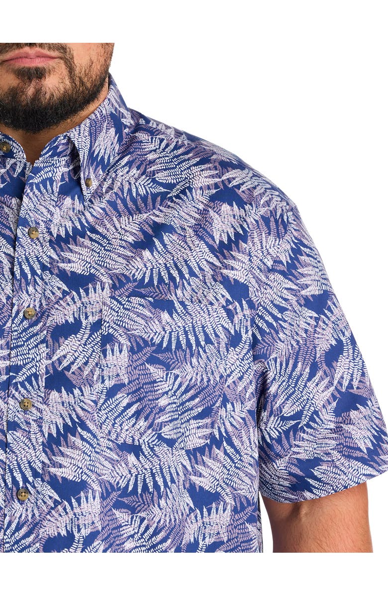 Harbor Bay by DXL Big & Tall Easy-Care Fern Patterned Sport Shirt, Alternate, color, Blue Multi