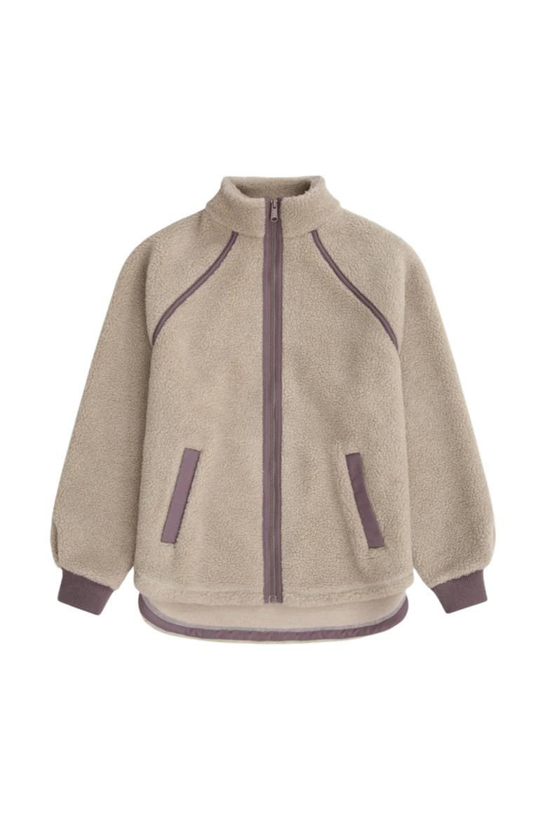 Bonnie Borg Trim Fleece Jacket, Main, color, Dark Beige