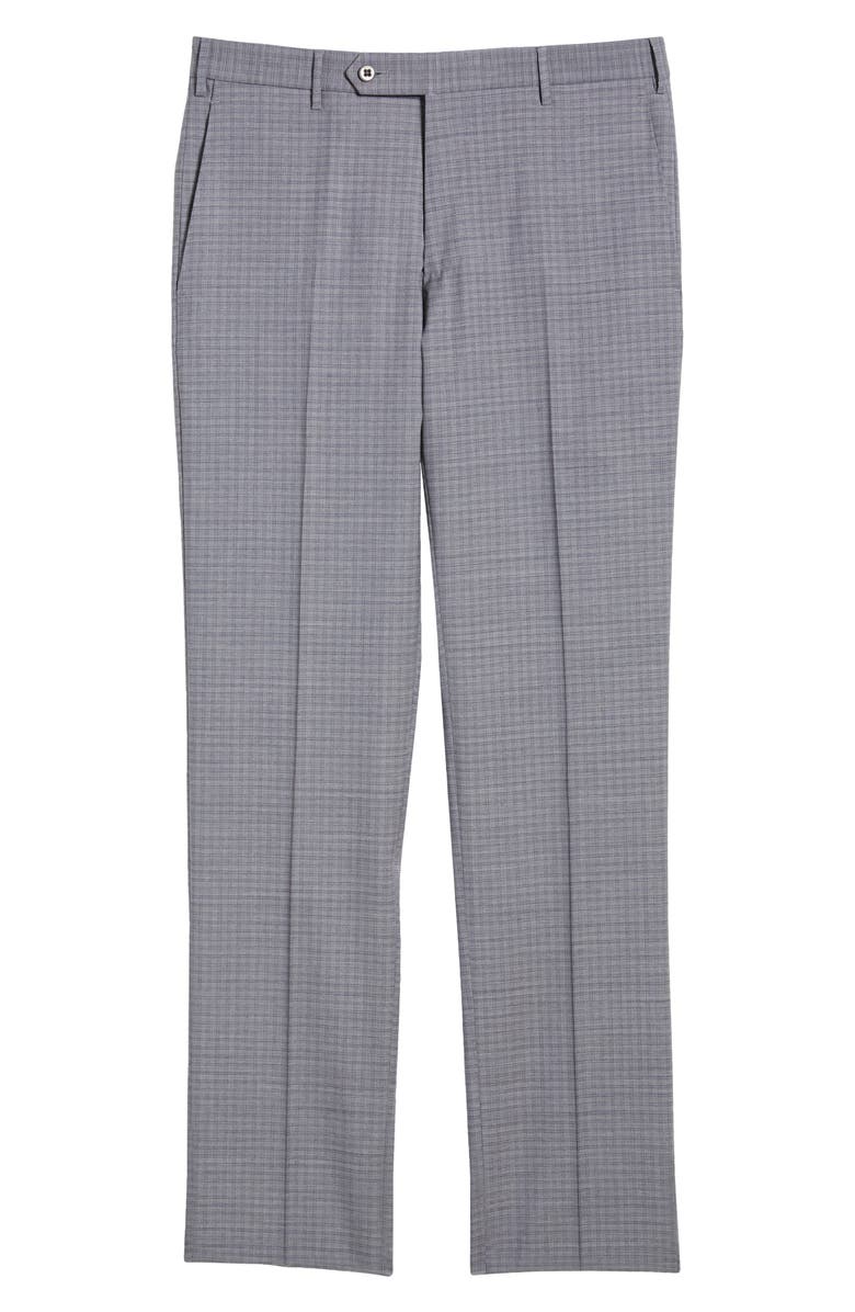 Zanella Parker Contemporary Fit Check Stretch Wool Pants, Main, color, Medium Grey 0