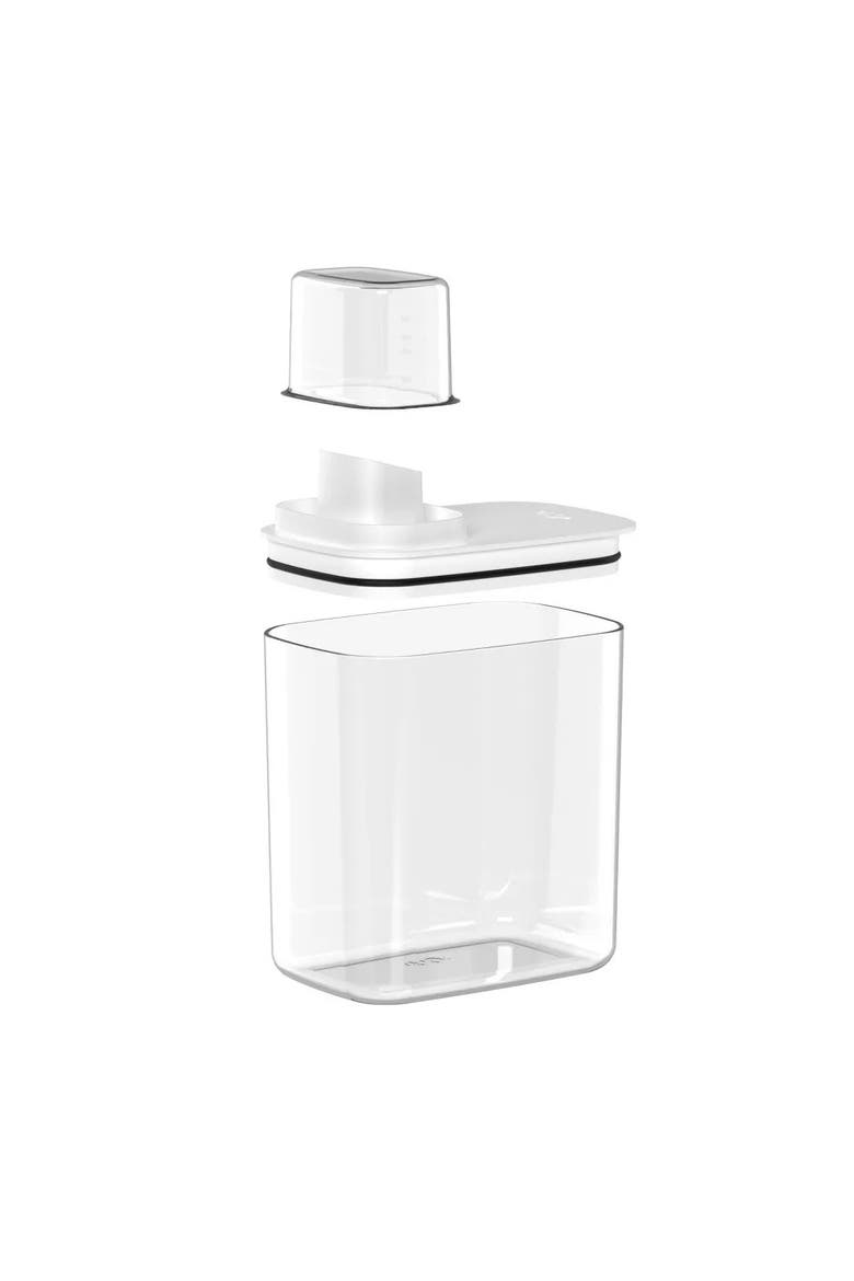 Durable Liquid Laundry Detergent Dispenser Organizer with Measuring Cap, 50 oz, Alternate, color, Clear/White