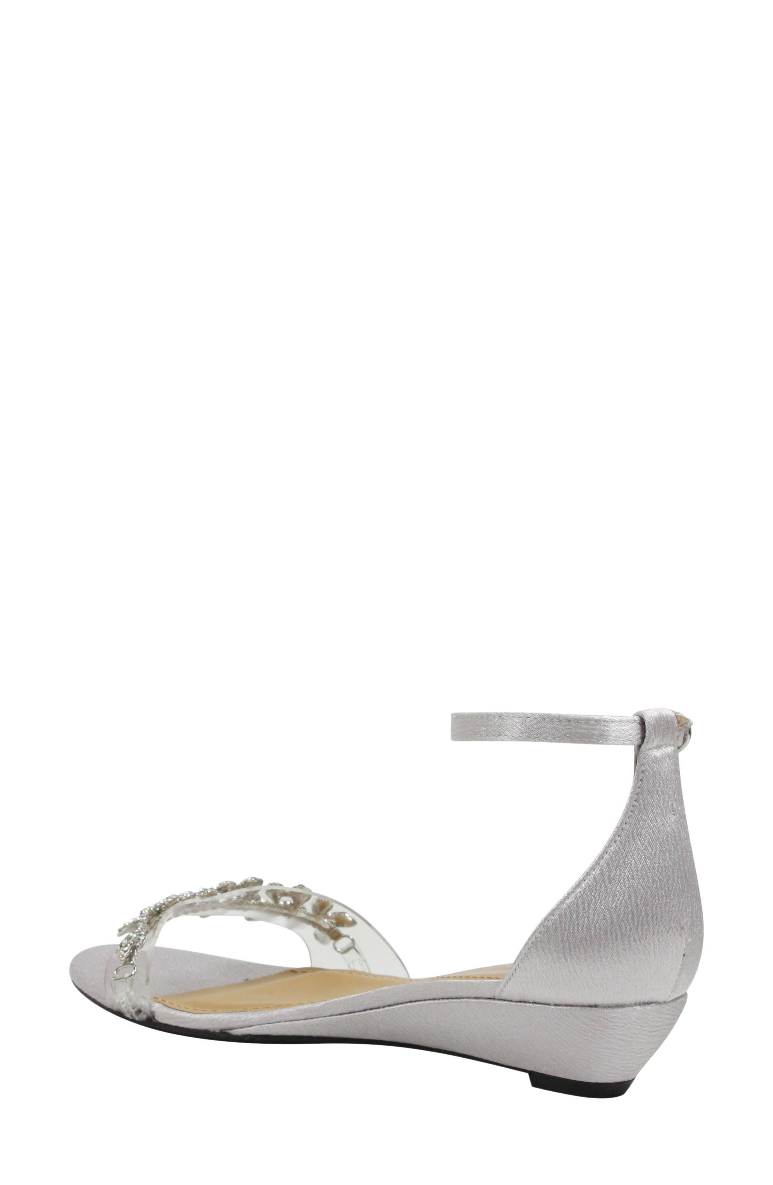 Evania Ankle Strap Sandal, Alternate, color, SILVER FABRIC