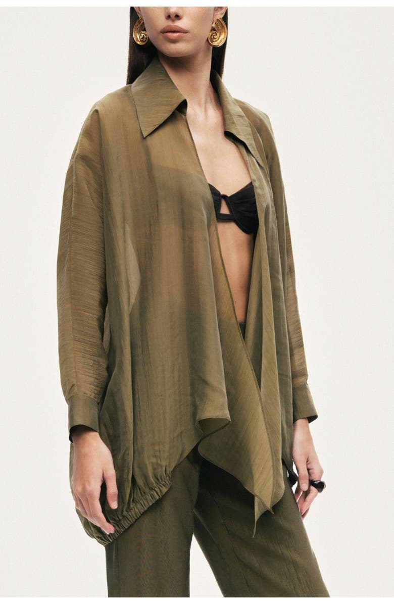 Nocturne Fluid Open-Front Shirt, Alternate, color, Khaki
