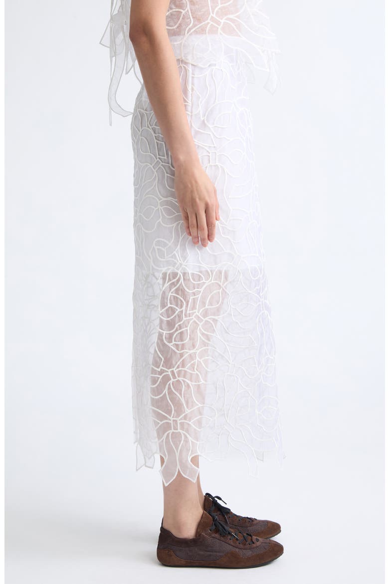Gus Embroidered Bow Organza Skirt, Alternate, color, WHITE
