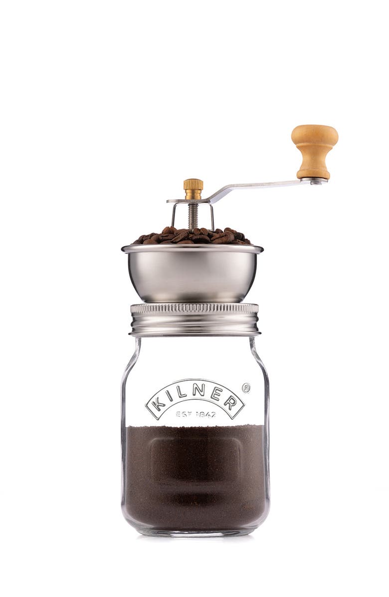 Kilner Coffee Grinder Set, Manual Grinder with Glass Storage Jar, Alternate, color, Clear