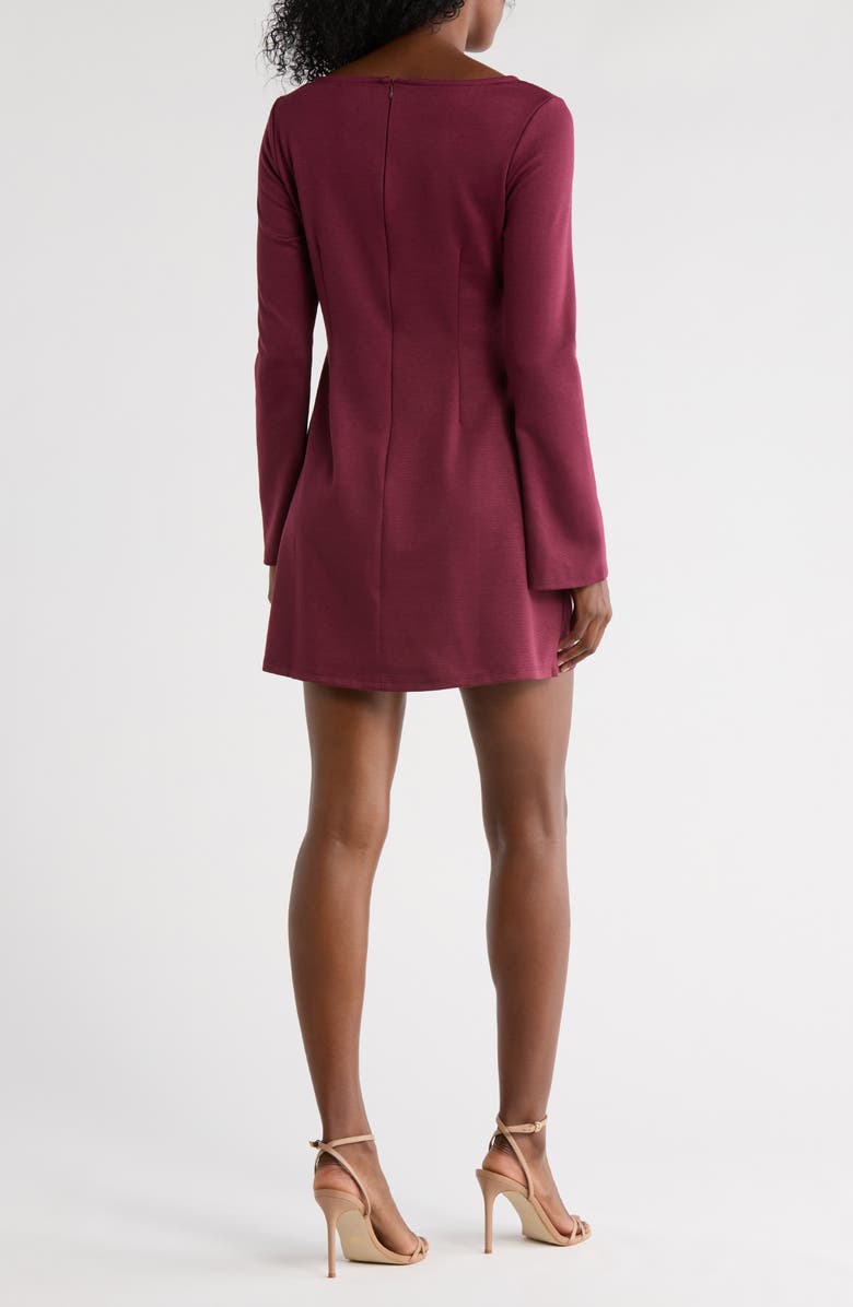 French Connection Long Sleeve Ponte A-Line Dress, Alternate, color, Bordeaux