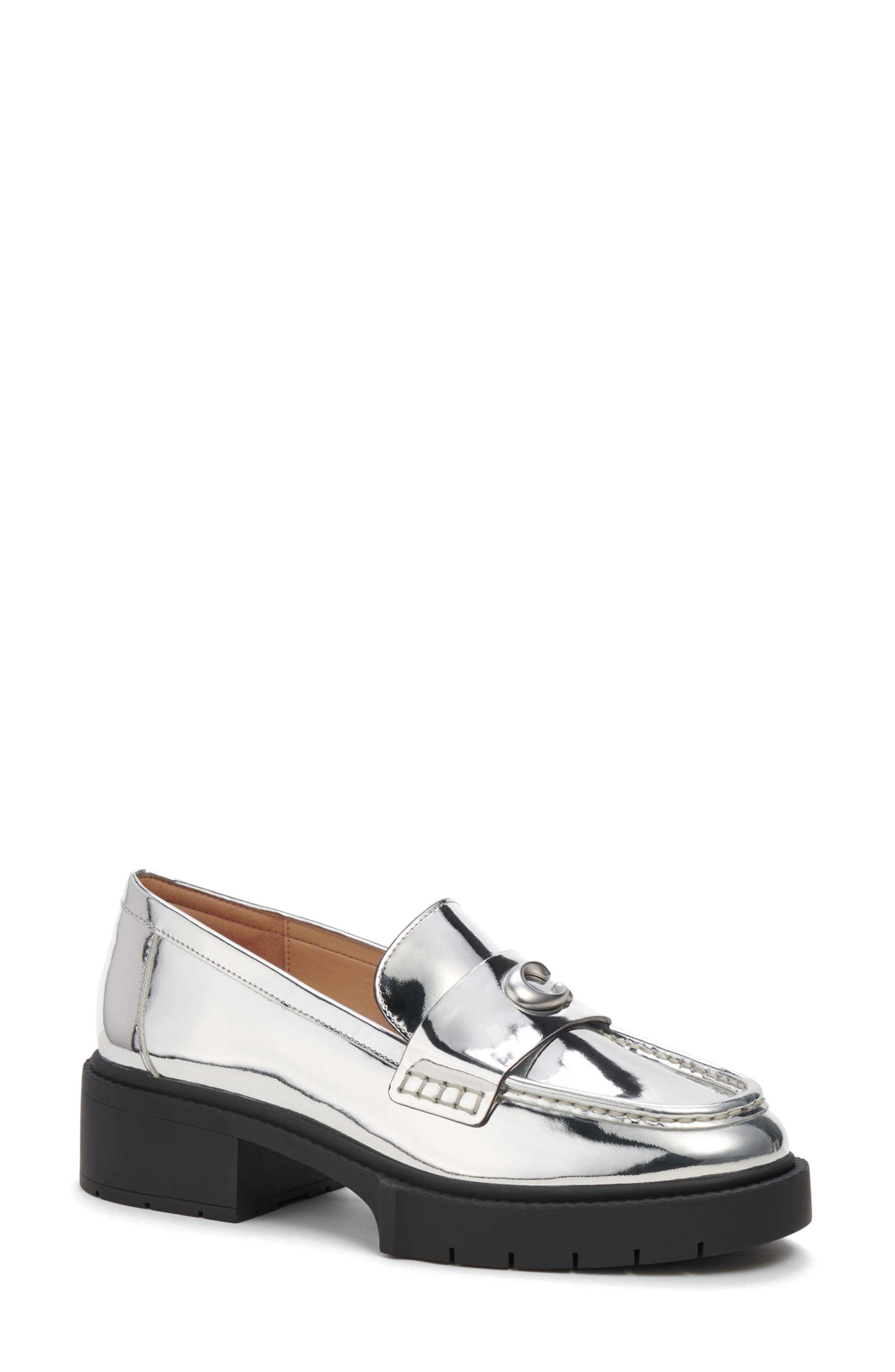 Leah Metallic Platform Loafer, Main, color, SILVER