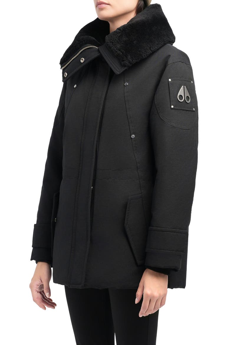 Aurora Water Repellent Genuine Shearling Lined 800 Fill Power Down Jacket, Alternate, color, BLACK W/ BLACK SHEARLING