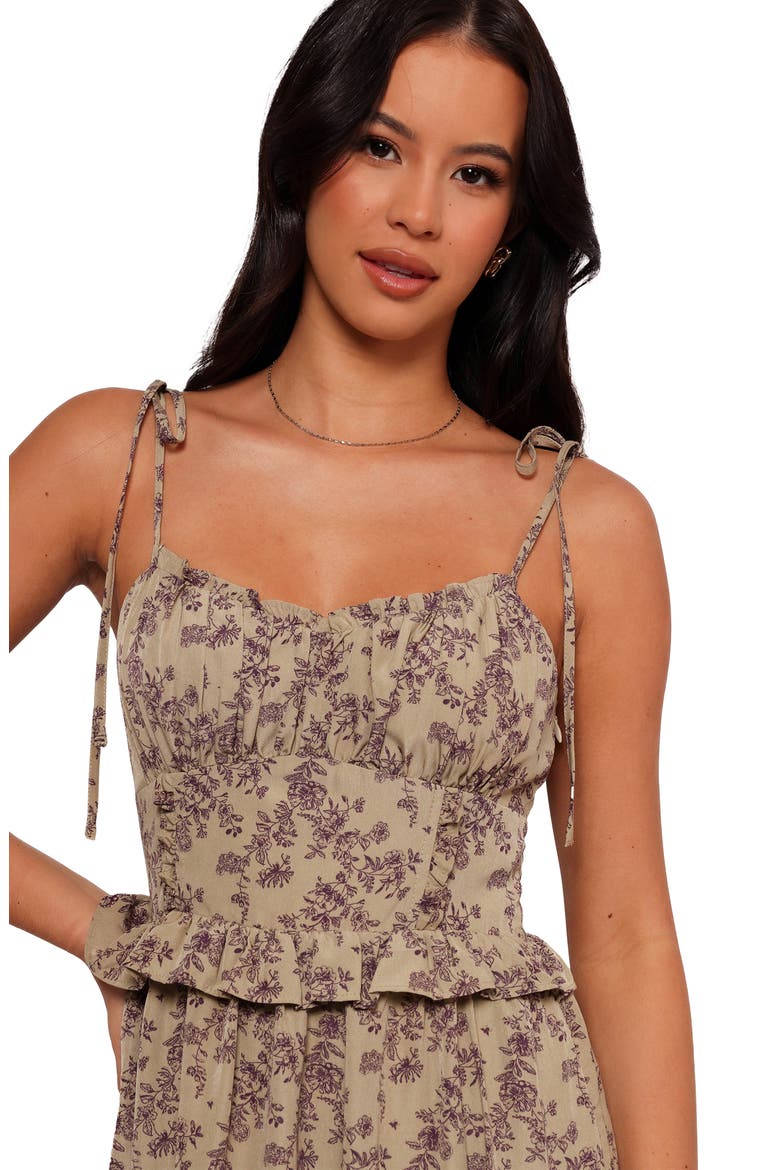 Karie Print Ruffle Hem Maxi Dress, Alternate, color, OLIVE/ DARK PURPLE