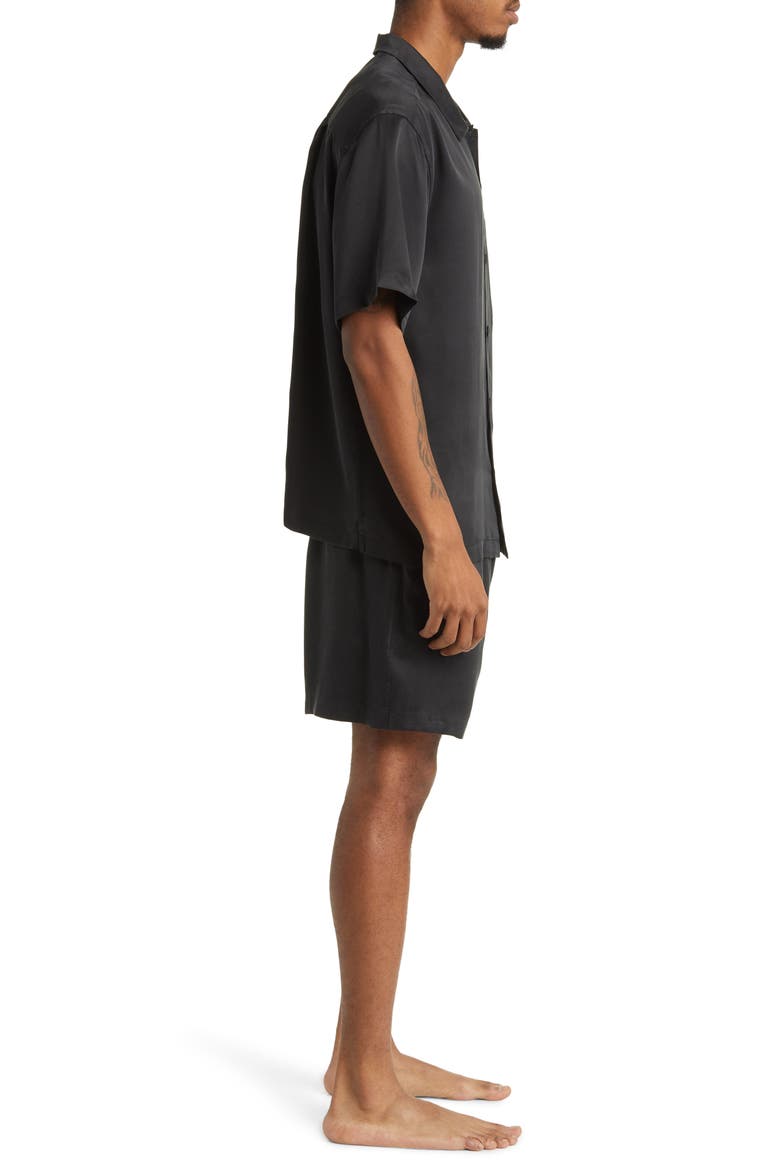 Washable Silk Button-Up Short Pajamas, Alternate, color, IMMERSED BLACK