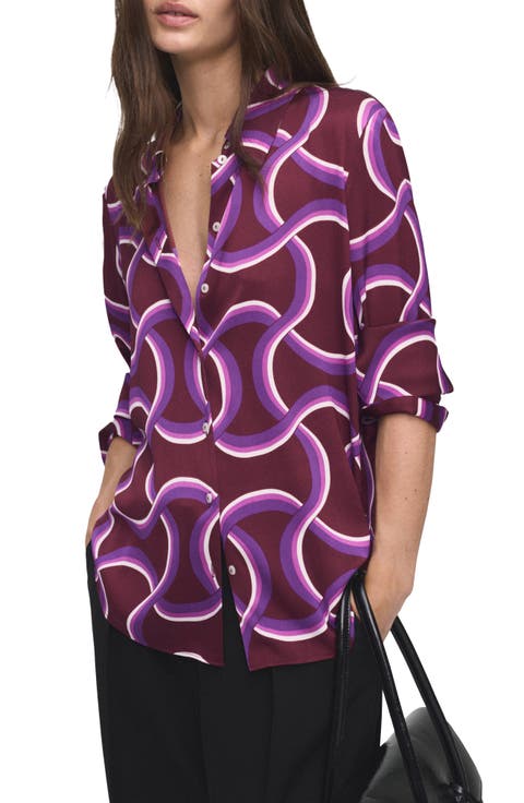 Abstract Print Button-Up Shirt (Regular & Plus)