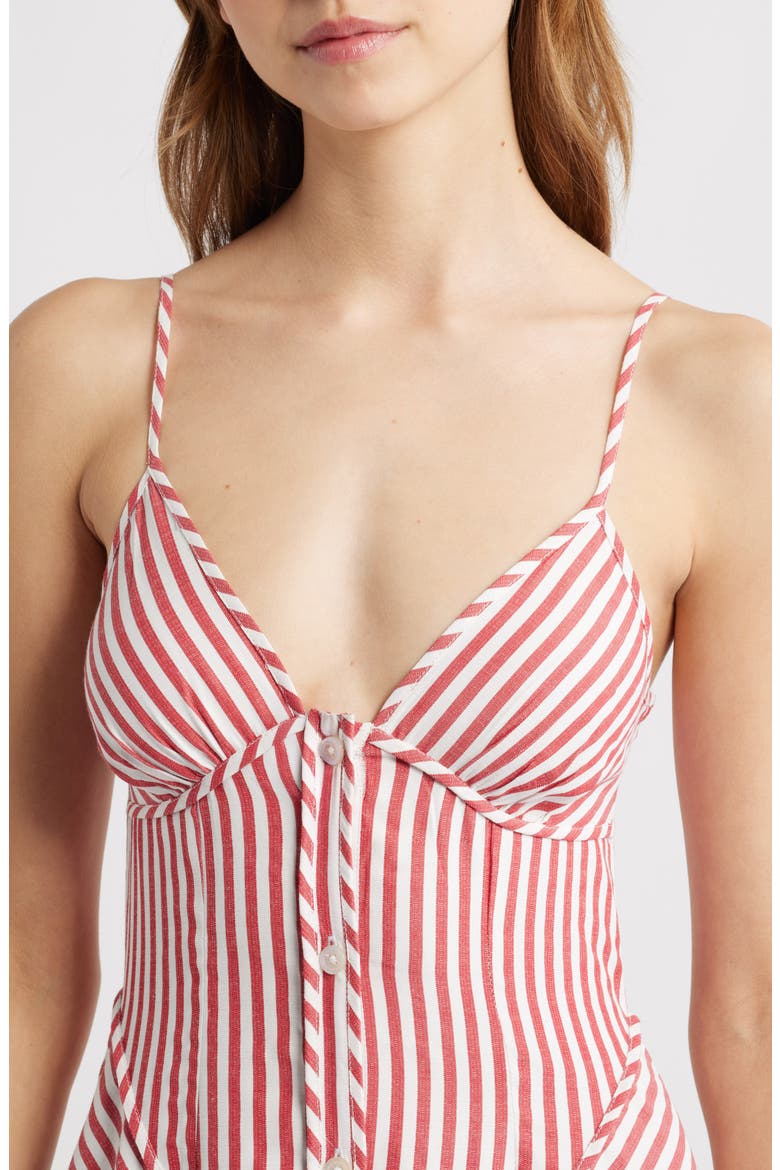 Arabella Stripe Midi Dress, Alternate, color, RED/ WHITE