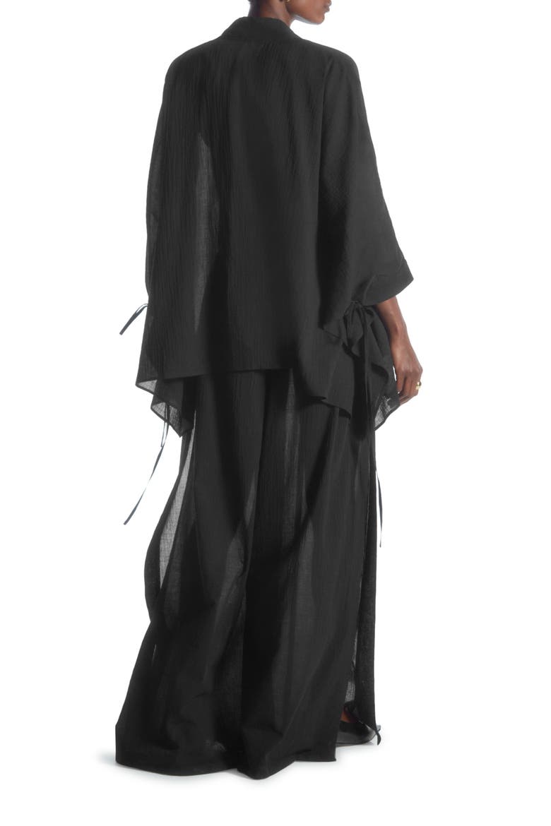 Tie Front Organic Cotton Jacket, Alternate, color, BLACK DARK