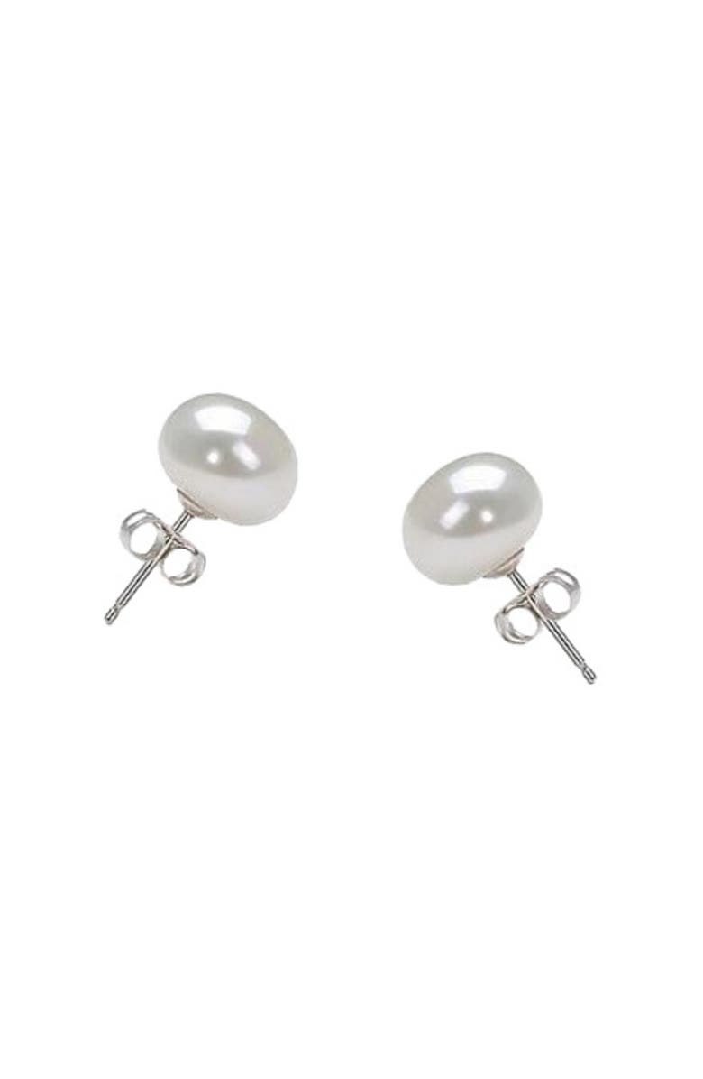 Hollywood Sensation White Freshwater Pearl Stud Earrings 6-7mm, Main, color, Silver