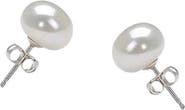 DLORIA White Freshwater Pearl Stud Earrings 6-7mm