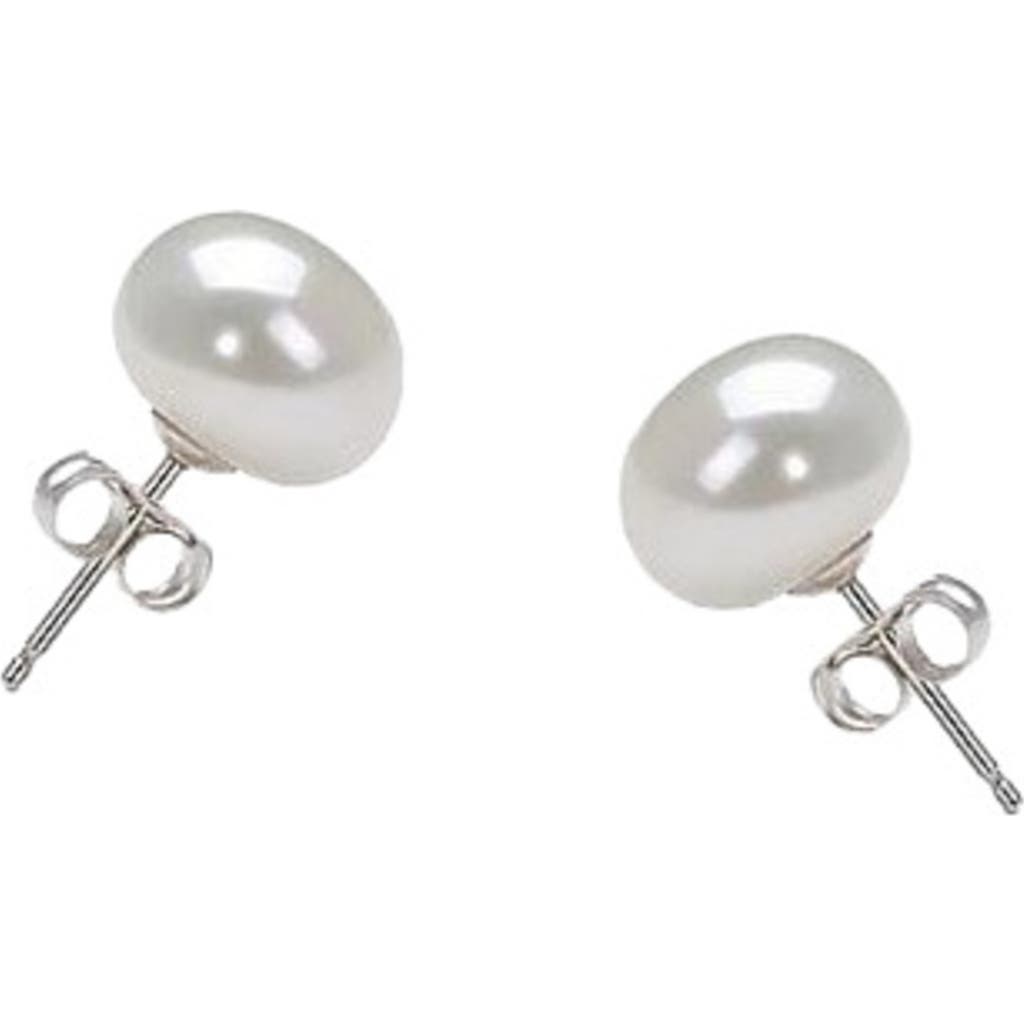 DLORIA White Freshwater Pearl Stud Earrings 6-7mm in Silver at Nordstrom
