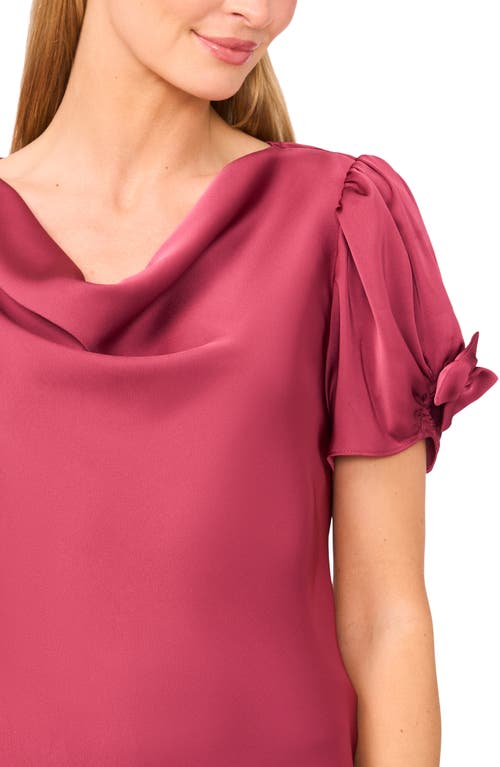 Cece Bow Sleeve Cowl Neck Satin Charmeuse Top In Pink