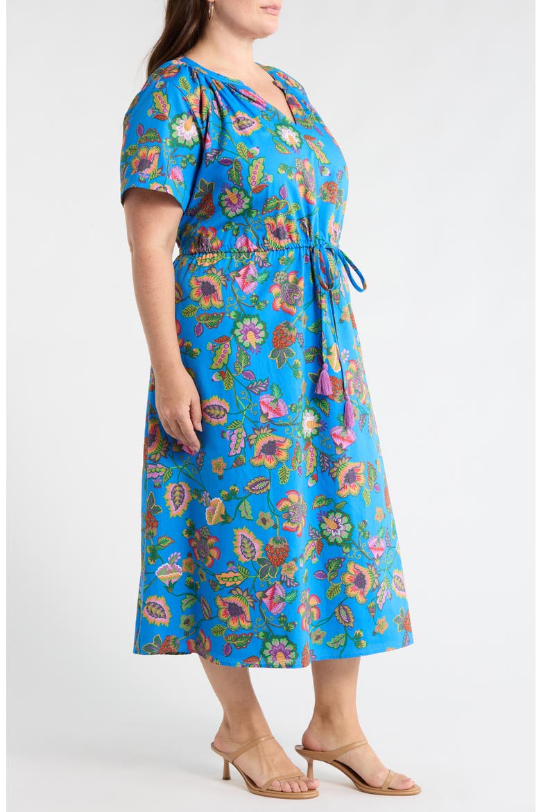 Anabelle Floral Fatima Midi Dress, Alternate, color, BLUE-PINK