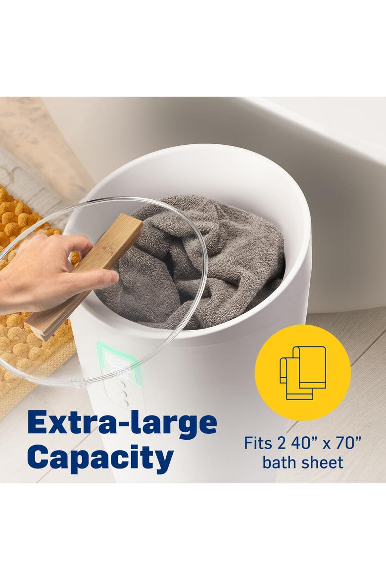 Towel Warmer, Large Bucket Style Towel Heater with LED Display, Adjustable Timer, & More!, Alternate, color, White