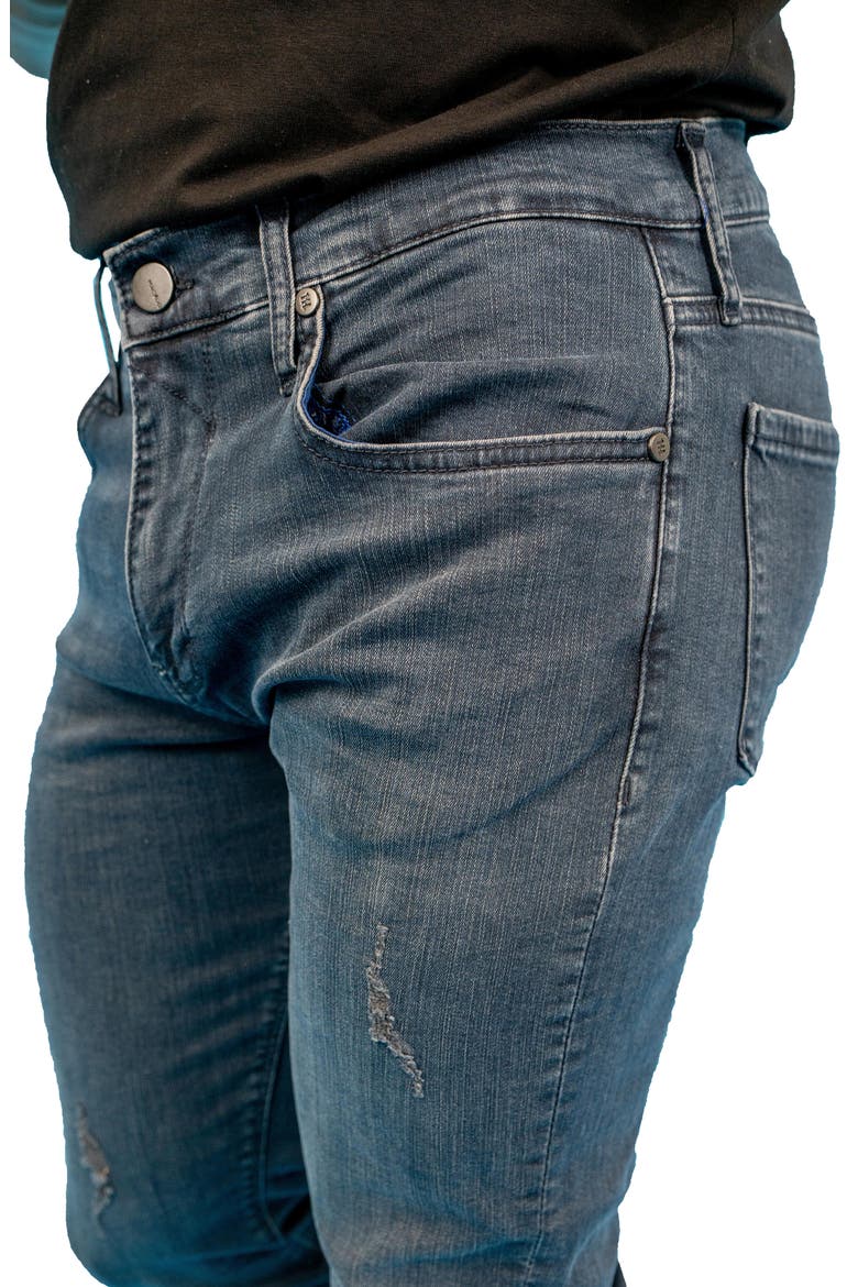Distressed Athletic Fit Stretch Jeans, Alternate, color, BLUE