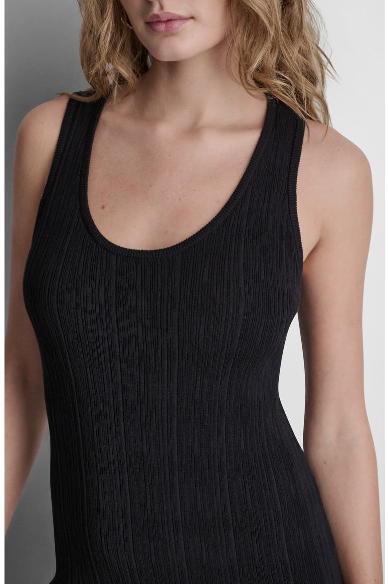 Rib Knit Dress, Alternate, color, BLACK/ COCONUT