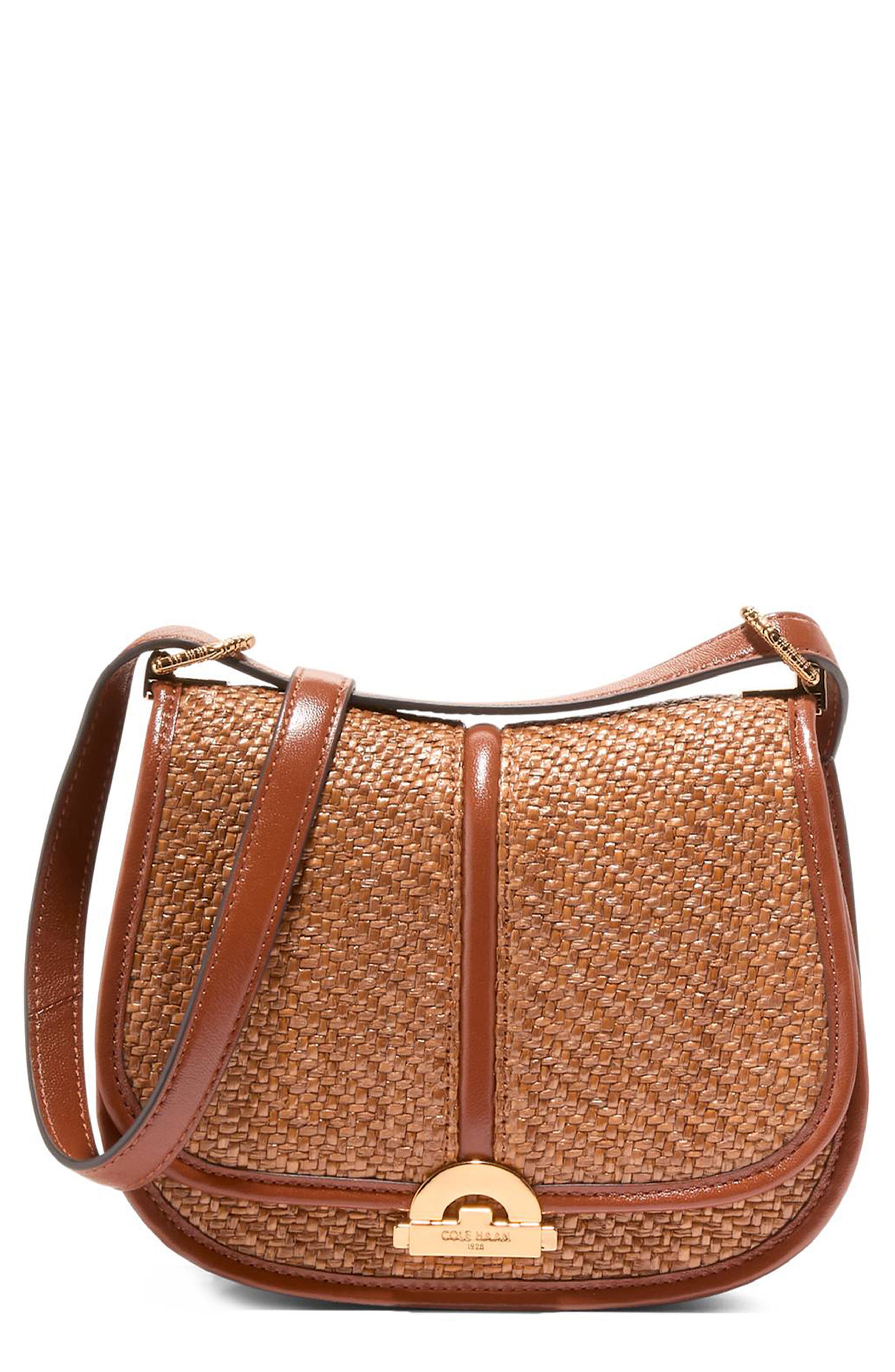 Cole Haan Celenea Woven Raffia Saddle Bag, Main, color, 