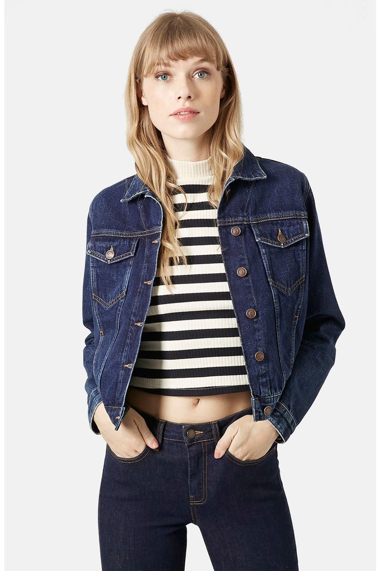 Moto 'Tilda' Western Denim Jacket, Main, color, INDIGO