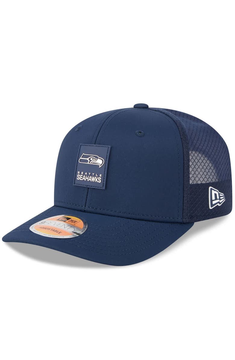 New Era Men's New Era College Navy Seattle Seahawks 2025 Sideline 9SEVENTY Trucker Adjustable Hat, Main, color, College Navy