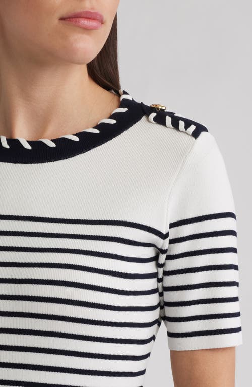 Zoe And Claire Stripe Stitch Epaulets Minidress In White
