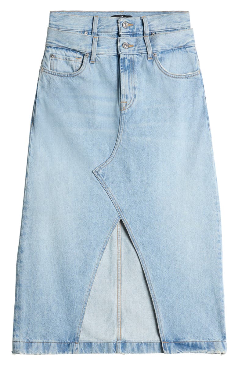 Seven Double Waistband Denim Maxi Skirt, Alternate, color, Bleach