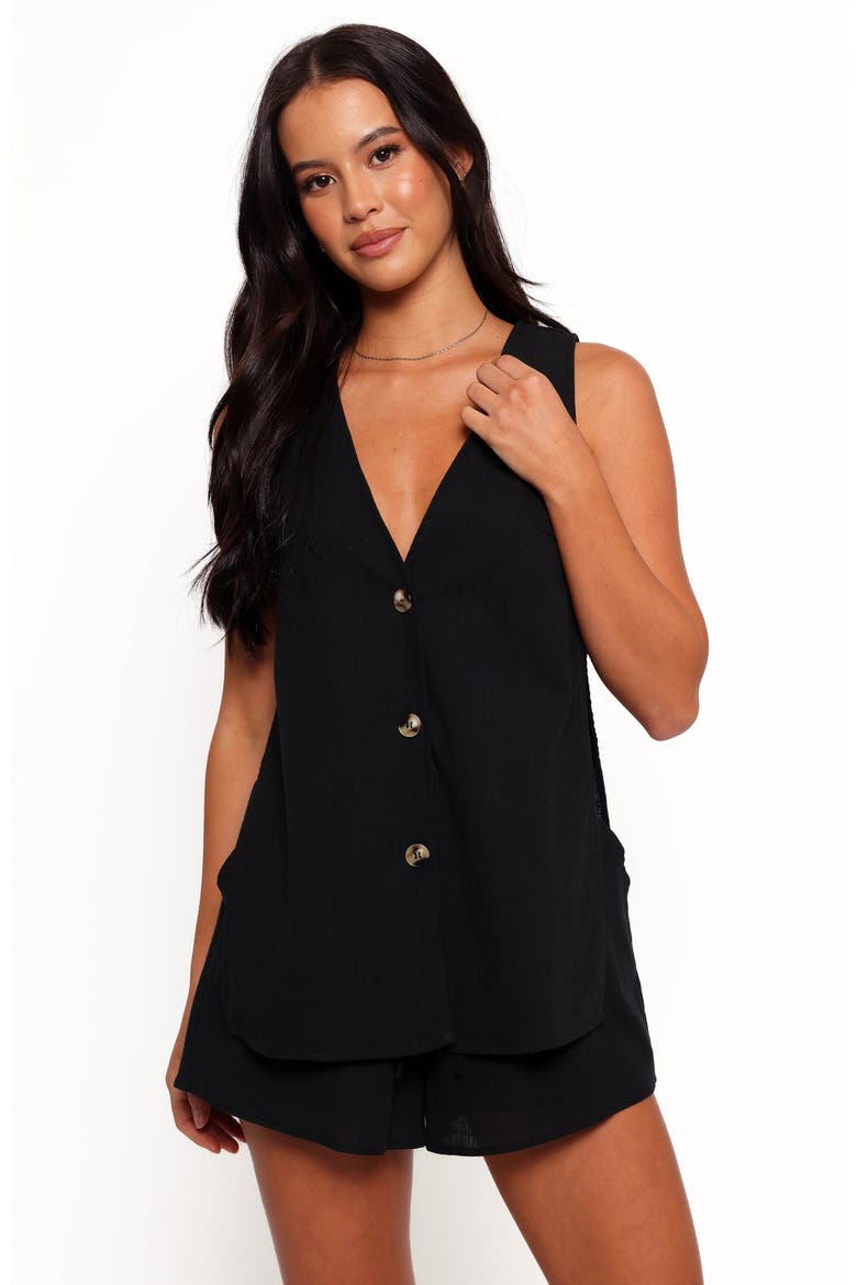 Miller Cotton Gauze Vest & Shorts Set, Alternate, color, BLACK