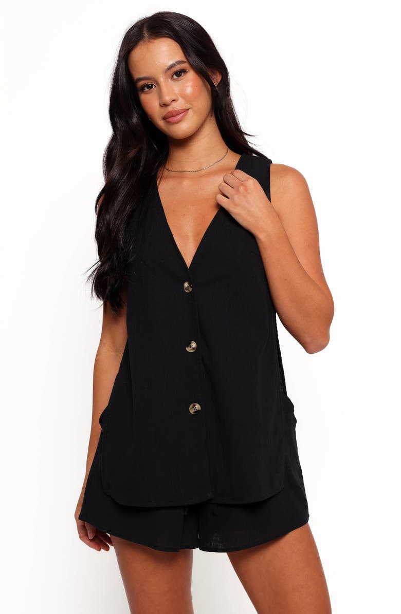 Petal & Pup Miller Cotton Gauze Vest & Shorts Set, Alternate, color, Black