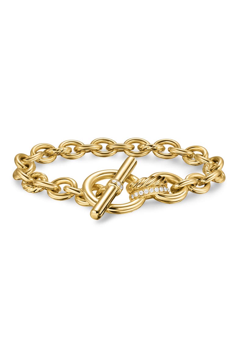 DY Mercer® Toggle Chain Bracelet in 18K Yellow Gold with Diamonds, 12.7mm, Main, color, DIAMOND
