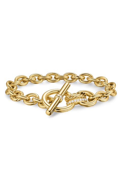 DY Mercer® Toggle Chain Bracelet in 18K Yellow Gold with Diamonds, 12.7mm